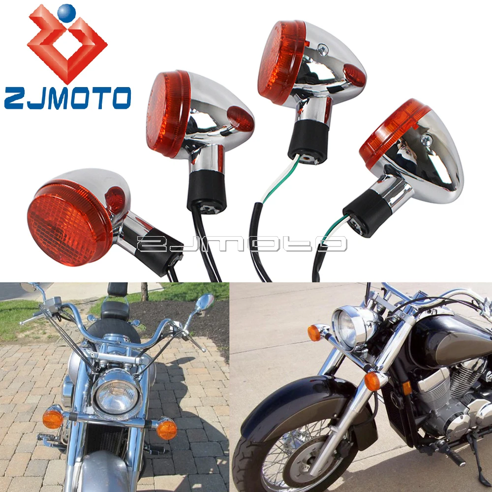

Front & Rear Motorcycle Emark Turn Signals For Honda Shadow 400 750 VT750 2004-2007 Turn Indicators Amber Light Blinkers