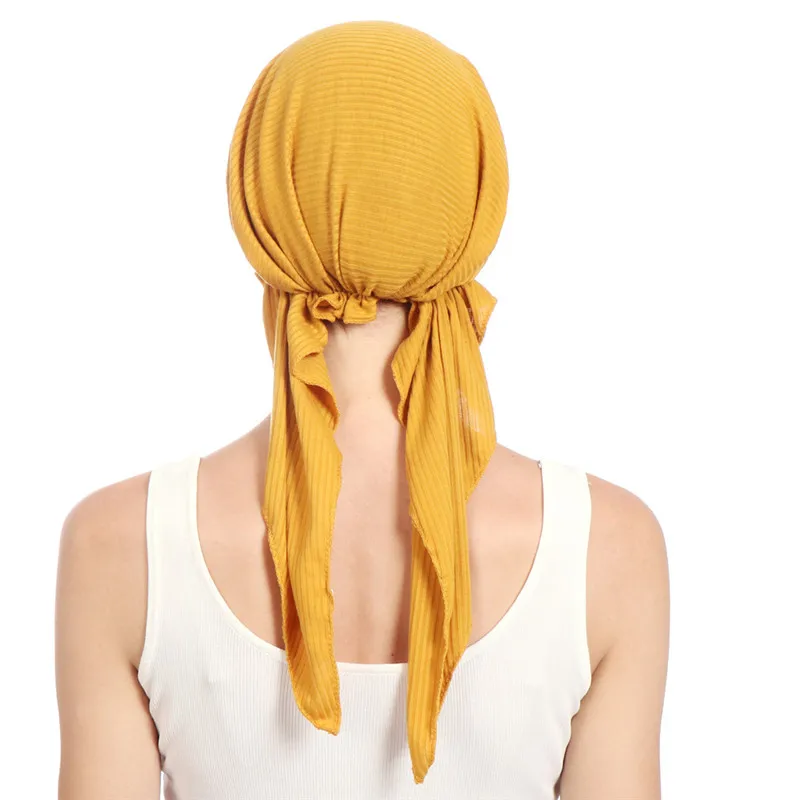 

New elastic cotton solid color wrap head scarf Hats muslim turban bonnet for women Inner Hijab Hat fashion female turbantes caps