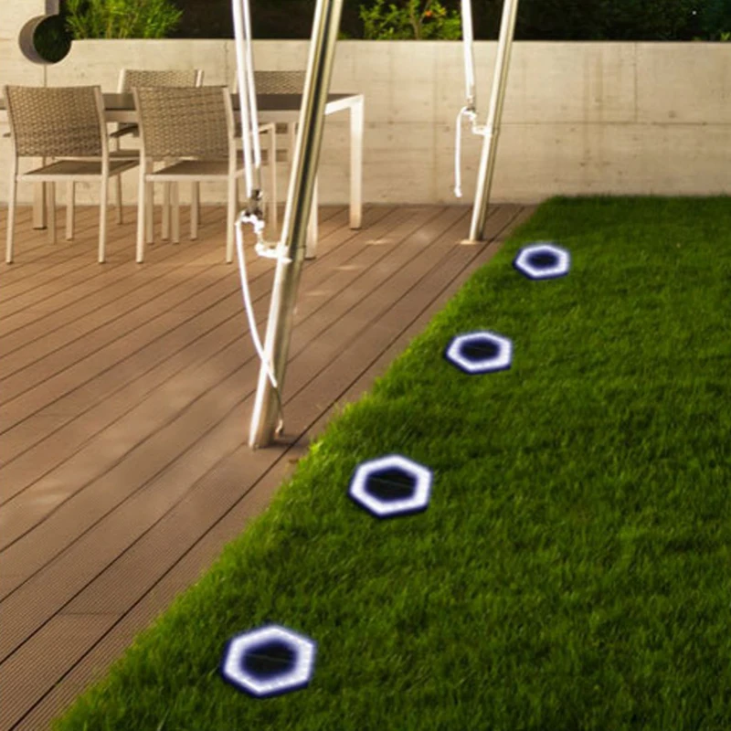 

24LED Automatic Solar Charging Black IP65 Waterproof Solar Hexagon Underground Light for Stairs Parks Courtyards Villas