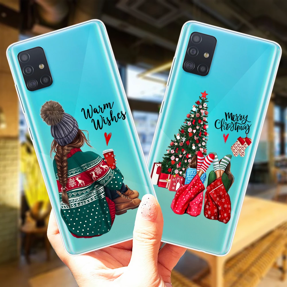 Модный Рождественский мягкий чехол для Samsung A51 A71 A70 A50 A20 A30 A21S A01 A11 A31 A41 A10 A40 A60 A7 A8 Plus