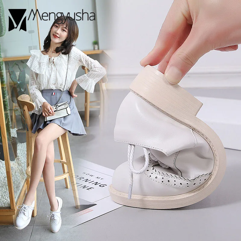 Женские Кожаные броги черные/белые кожаные туфли оксфорды с плюшевой подкладкой