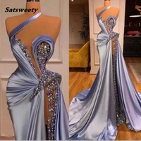 luxury prom dresses 2022 party elastic force beading crystal sweetheart sleeveless zipper a line gowns novia do new vestidos