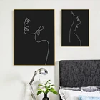 Абстрактная женщина лицо один рисование линий современный плакат холст печать черно-белая минималистская стена искусство картины Домашний декор
