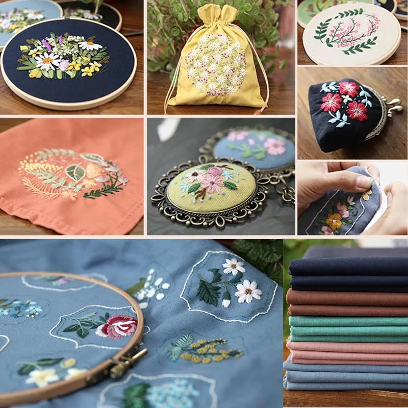140 см * 50 DIY с разноцветной вышивкой хлопок скатерть из льняной ткани для вышивания