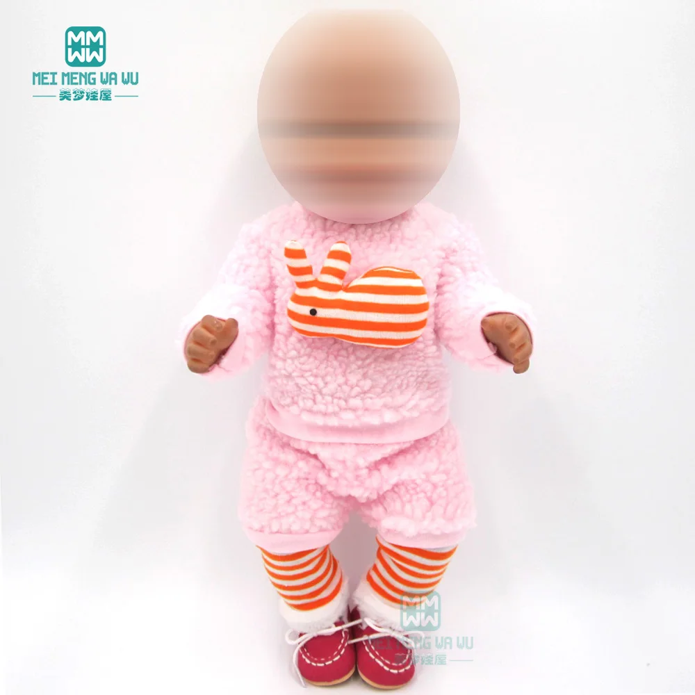 Одежда для куклы, подходит для 43 см, игрушки для новорожденных, куклы, аксессуары, мультяшная розовая мультяшная одежда для ползания