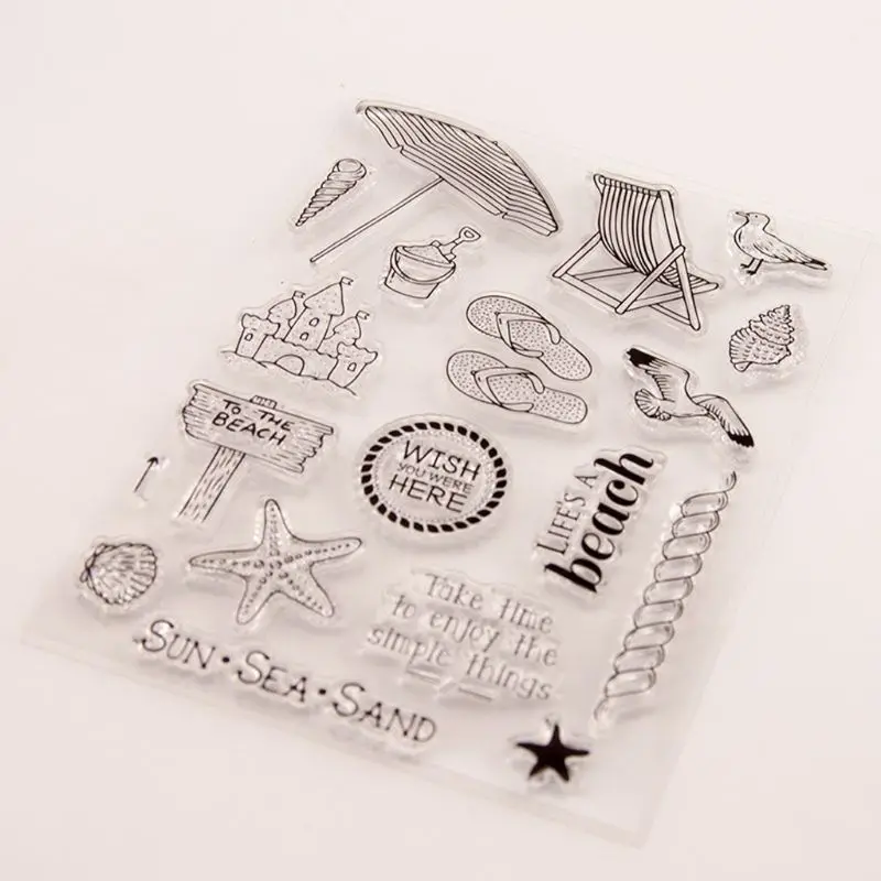 

Beach Silicone Clear Stamp Seal DIY Scrapbook Embossing Album Decor Craft Art 425D