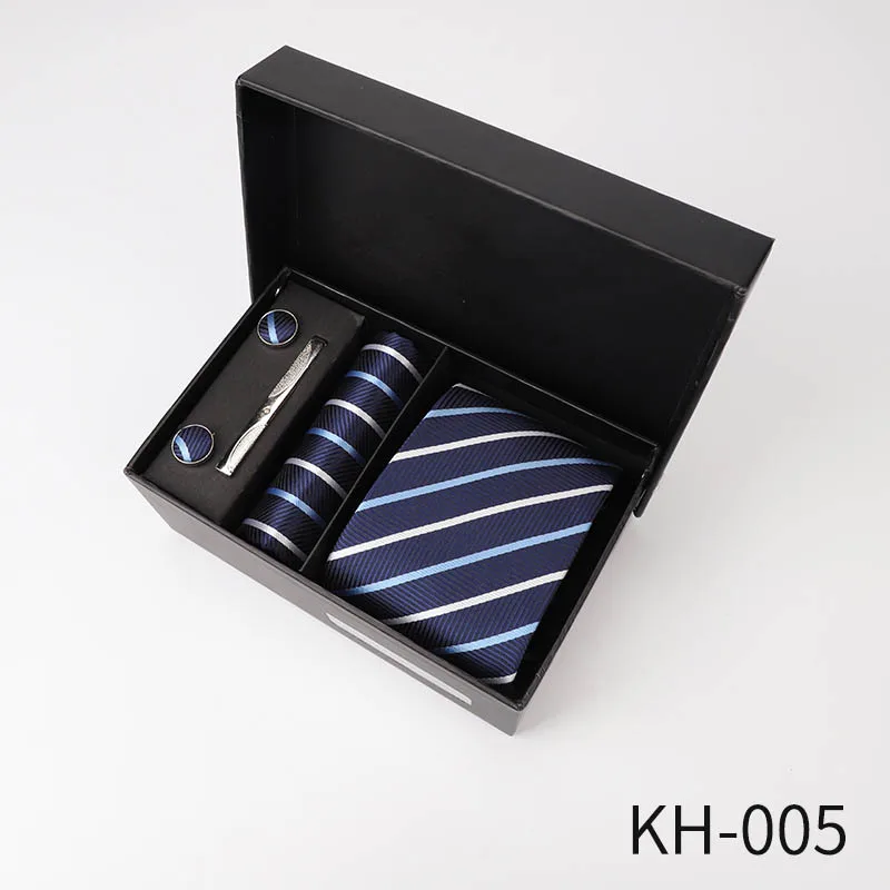 KH 005 6 шт. мужские деловые галстуки Подарочная коробка 8 см Повседневный галстук-бабочка классический Одноцветный жаккардовый полосатый Аксессуары для галстуков свадебный подарок - Цвет: KH 005