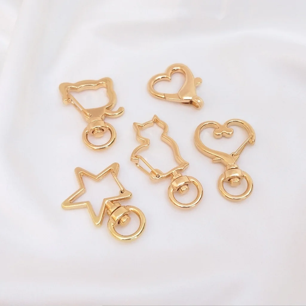 

10pcs 14K real gold Trigger Clips Buckles For Keychain Lobster Lobster Clasp Hooks for Necklace Key Ring Clasp Jewelry Supplies