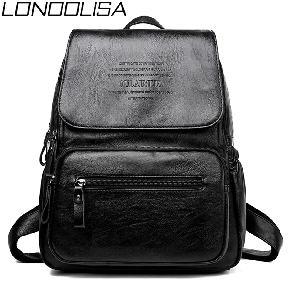 2019 популярный женский кожаный рюкзак LONOOLISA Женский дорожный школьные сумки для
