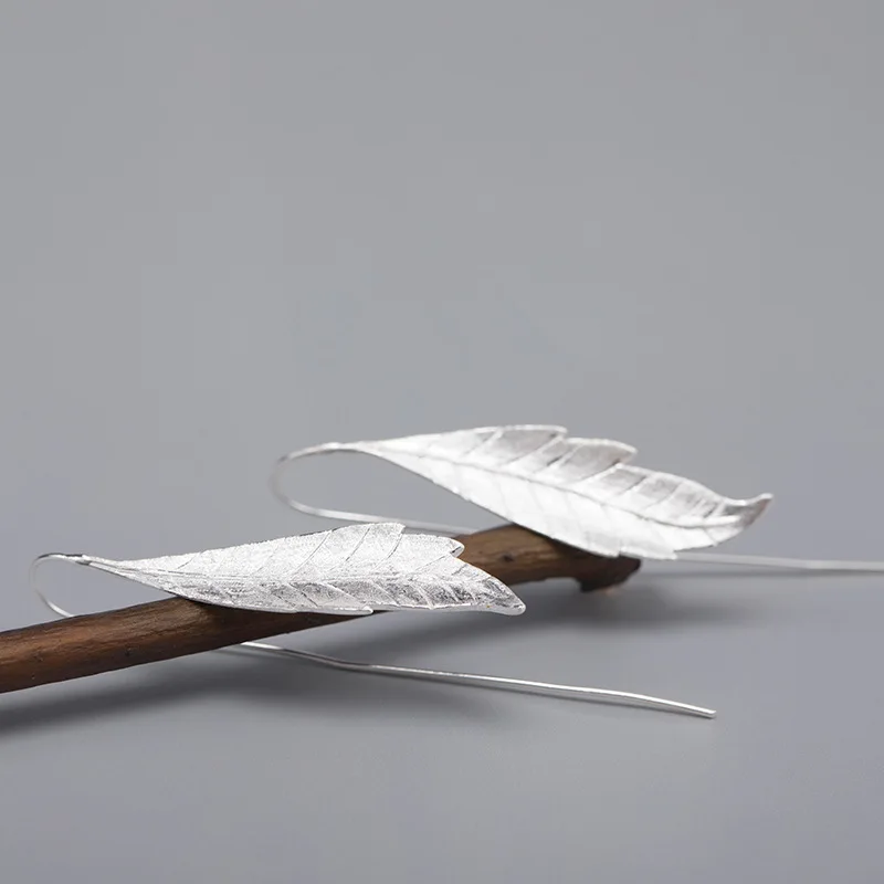 Висячие серьги с натуральными растительными листьями модные ювелирные изделия