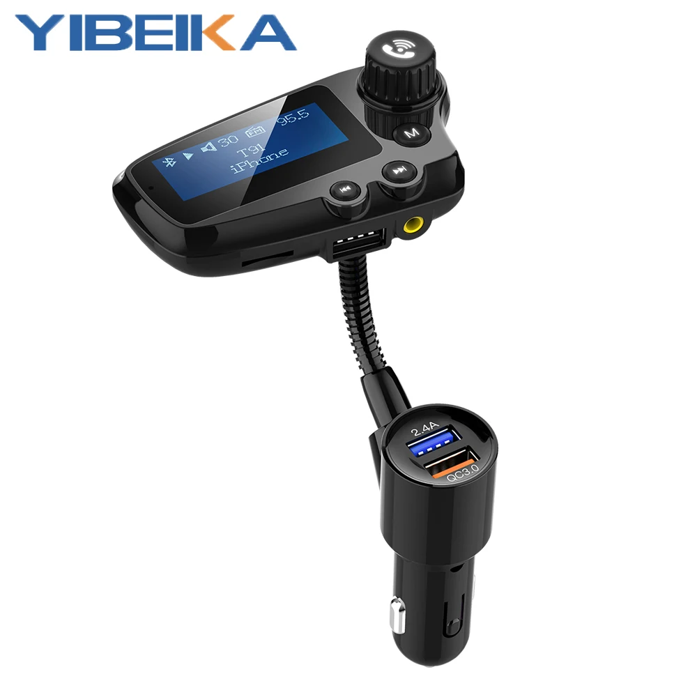 YIBEIK большой экран беспроводной FM передатчик автомобильный Bluetooth громкая связь