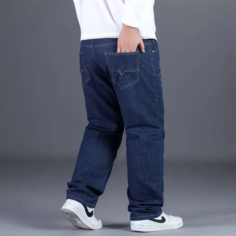 

Autumn Jeans Men's Spring and 202Autumn Style Fattening Casual Pants Middle-aged and Elderly Straight Tube Loose Fat Men's Pants