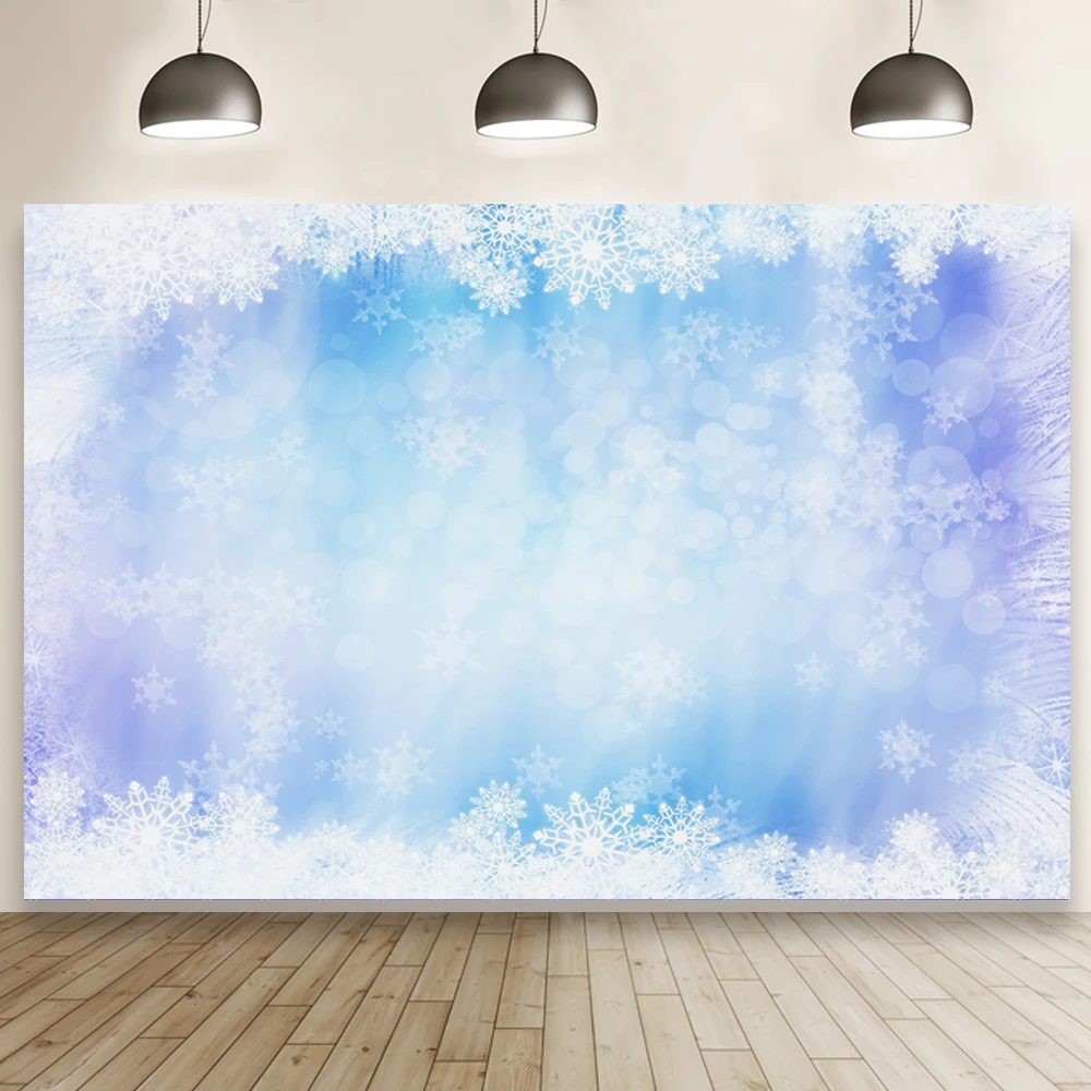 

White Snowflake Pattern Surface Photo Background Newborn Baby Shower Happy Birthday Custom Backdrop Photography Table Decor
