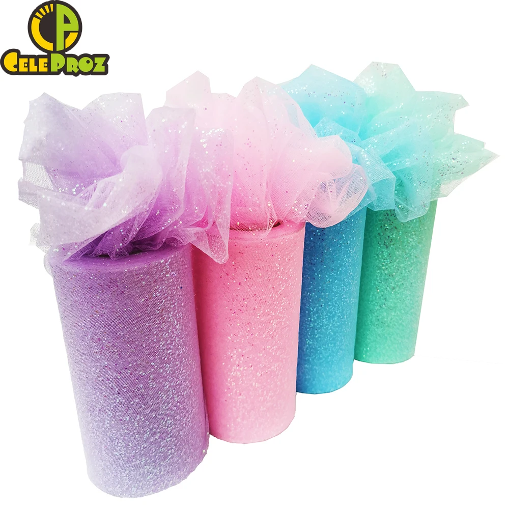 Тюль Блестящий с конфетти 15 см 25 ярдов/партия|Украшения своими руками для