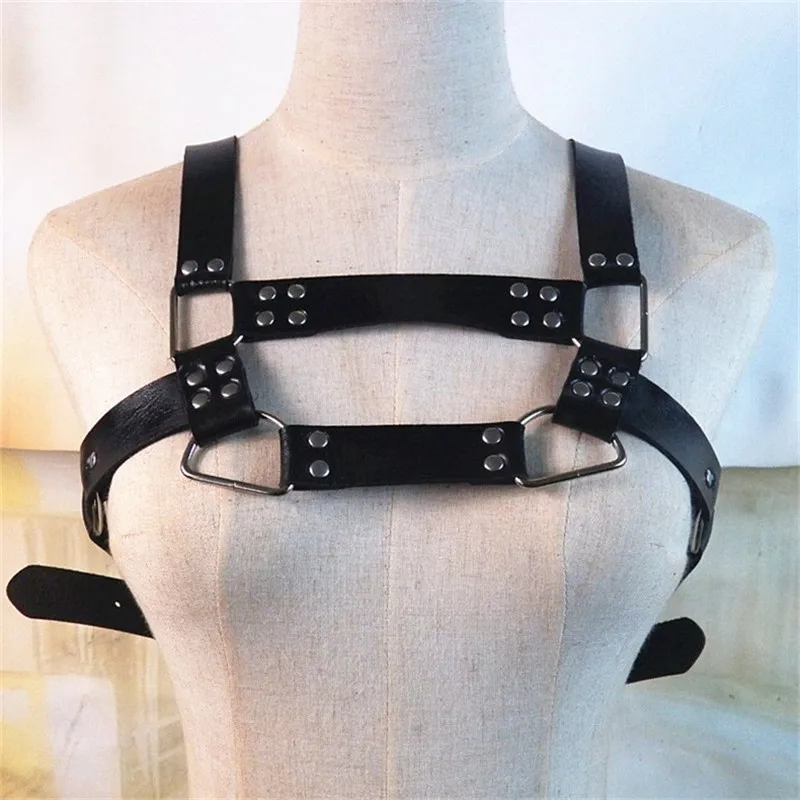 Fetish Men Gay Body Harness Belt Adjustable Punk Rave Leather Tops Strap Gothic Chest Cage for Adults BDSM Bondage | Тематическая