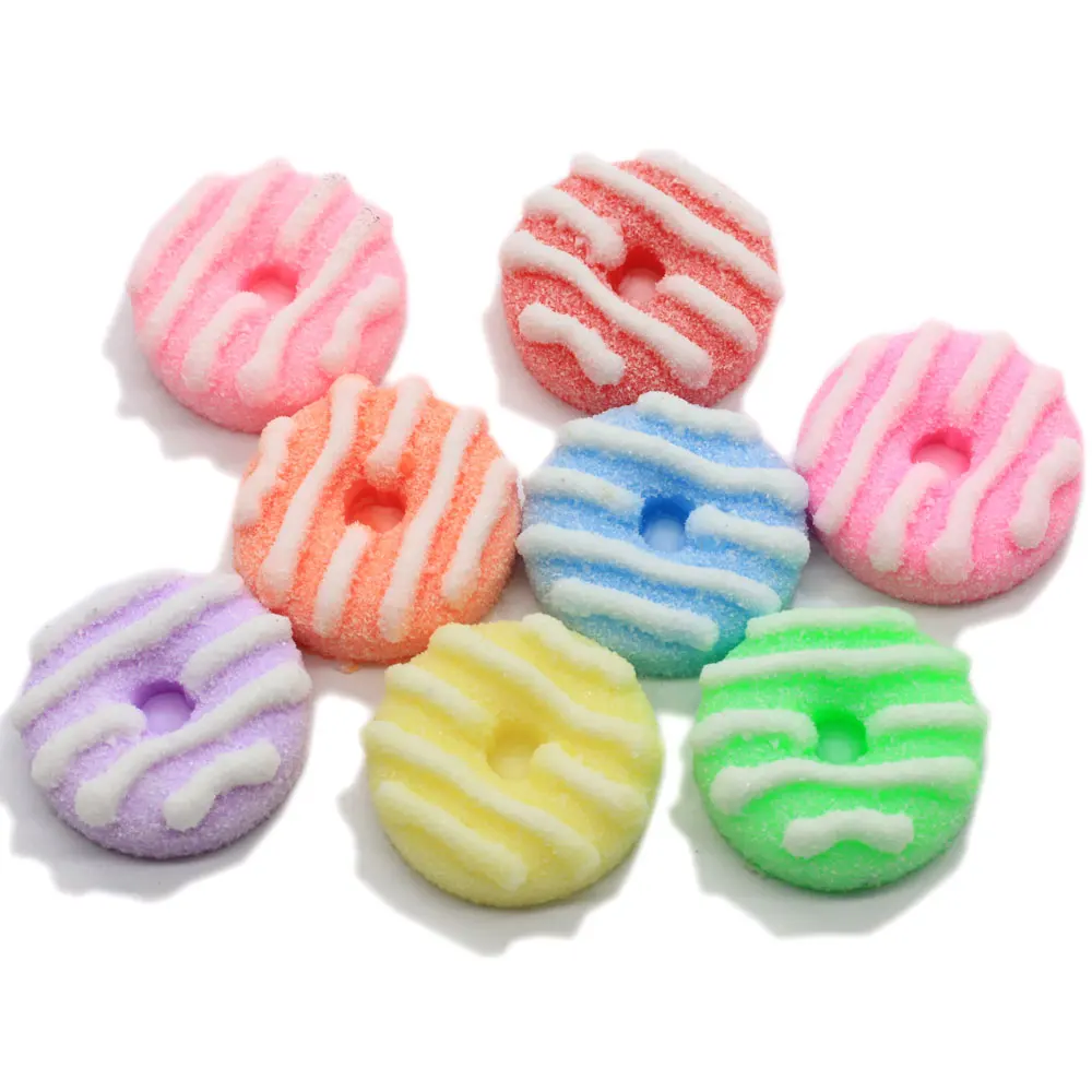 

Wholesale Resin Round Donut Colorful Beads Simulation Delicious Food Style Kawaii For Phone Case DIY Stickers