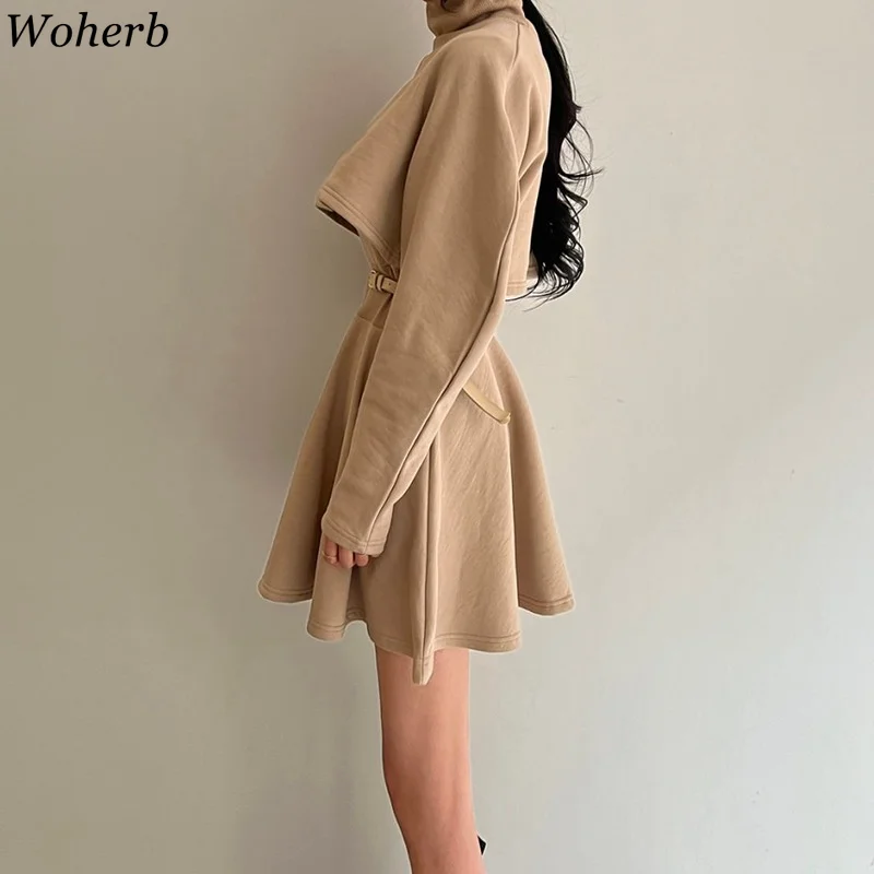 Woherb повседневный комплект из двух предметов женские укороченные пуловеры +