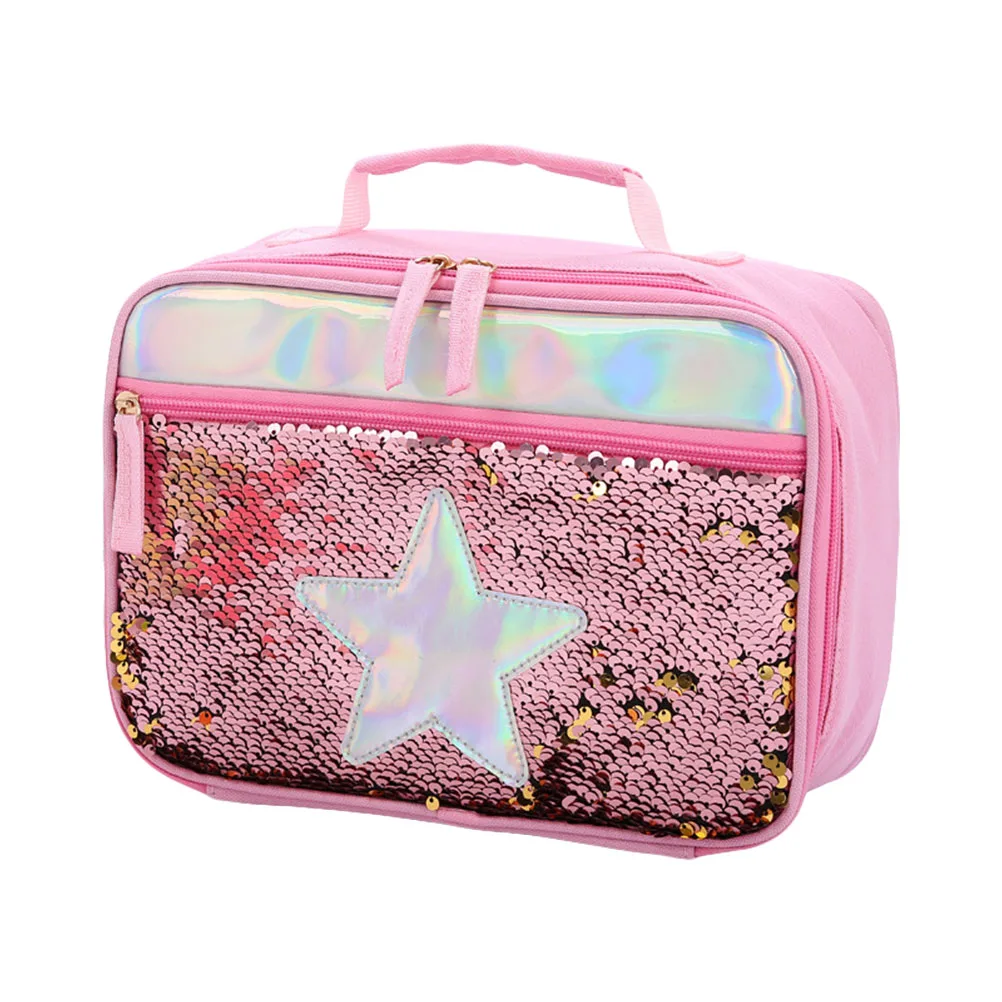 Обратный Блестящий изолированный детский Ланч бокс для девочек блестящая