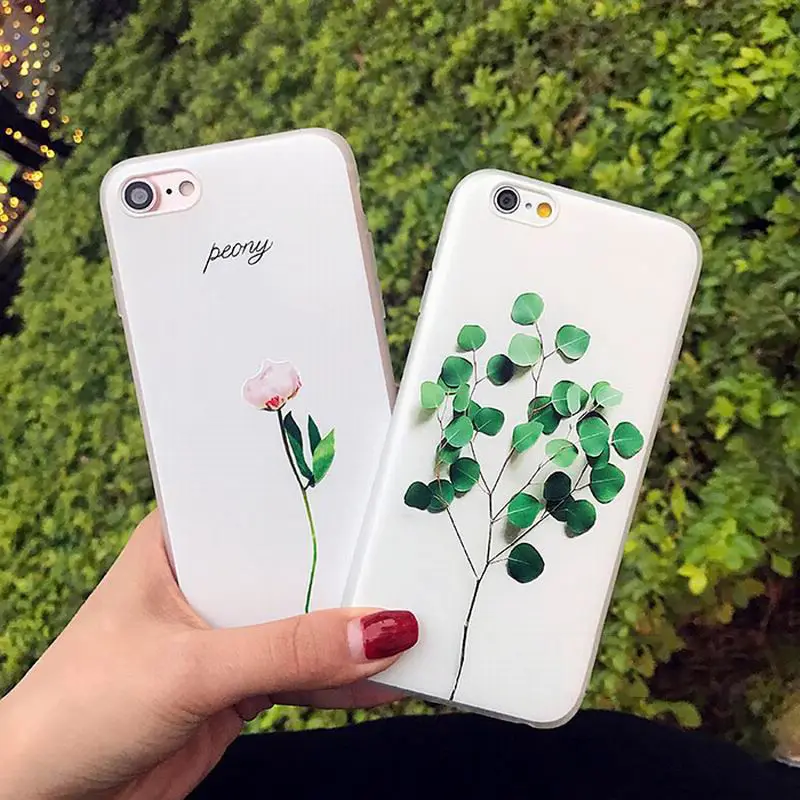 Luxury Cute 3D Floral Leaves Pattern Case Cover For iPhone 8 6 6S 7 Plus Rubber Soft TPU Silicone Phone for iphone 5 5S SE |
