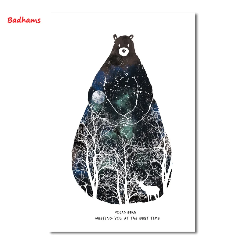 

Living Room Decoration Hand-Painted Nordic Style Animals Creative Landscape Living Room Cafe Decoration Painting