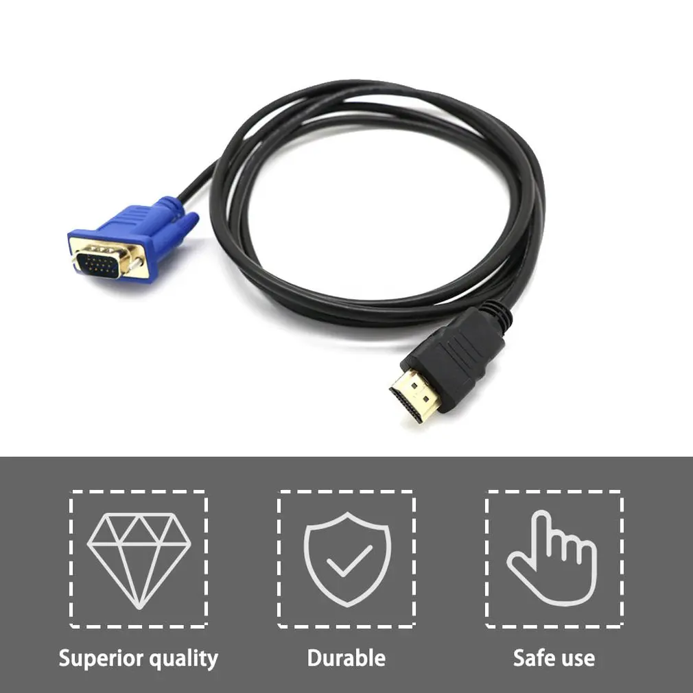 Совместимому с HDMI к VGA конвертер кабель аудио D SUB Мужской Видео адаптер для