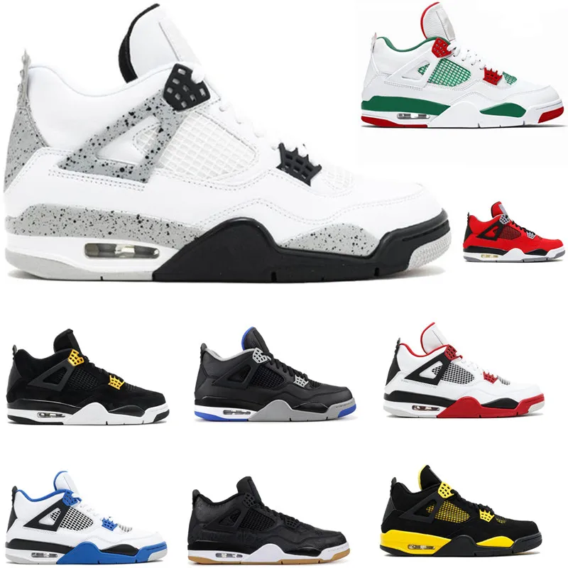 

Cheap New Blue Red 4s White Cement The Travis Scotts Grey Basketball Shoes UNC Pack Bred Men Sports Designer Sneakers