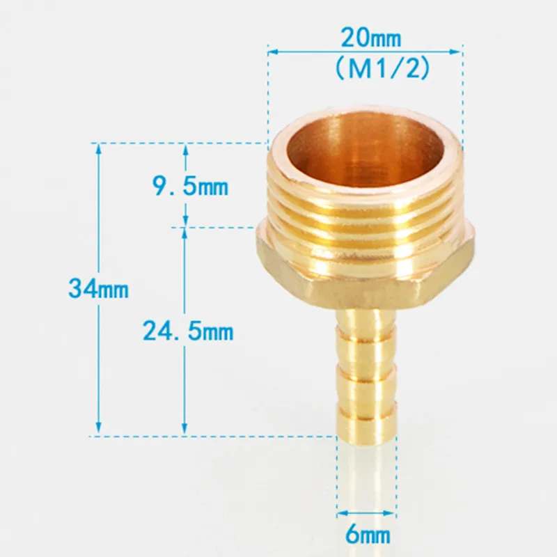 

1/2\" Brass Pipe Fitting Hose Barb Tail BSP Male Connector Joint Coupler Adapter For Truck, Car, Boat, Garden