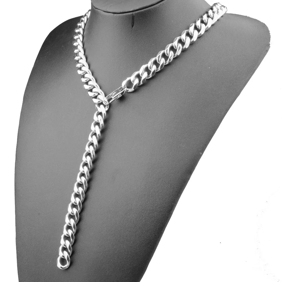 

12/15/17/19mm Wide White Stainless Steel Curb Cuban Link Chain Necklace Christmas Jewelry Gift 7-40inch