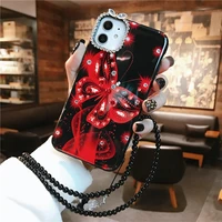 jewelled dream butterfly phone case for iphone 11 12 13 pro pearl bracelet luxury 7 8 plus x xr xs max soft silicone cover