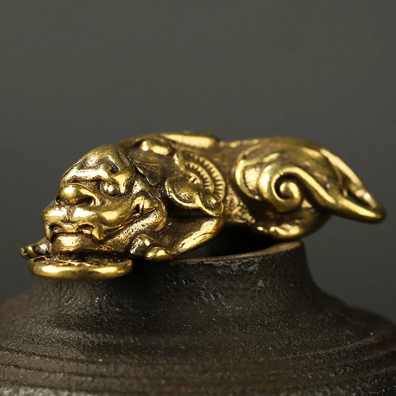 Большие размеры медные винтажные брелки для ключей Lucky Beast Pi Xiu металлические