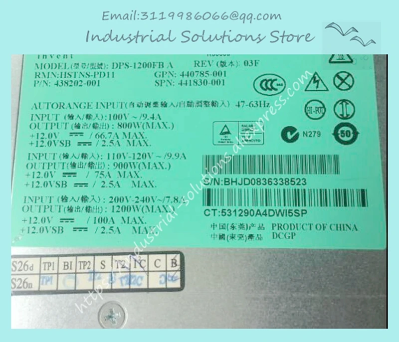 

Power Supply DPS-1200FB A 438202-001 1200W Server Power Supply