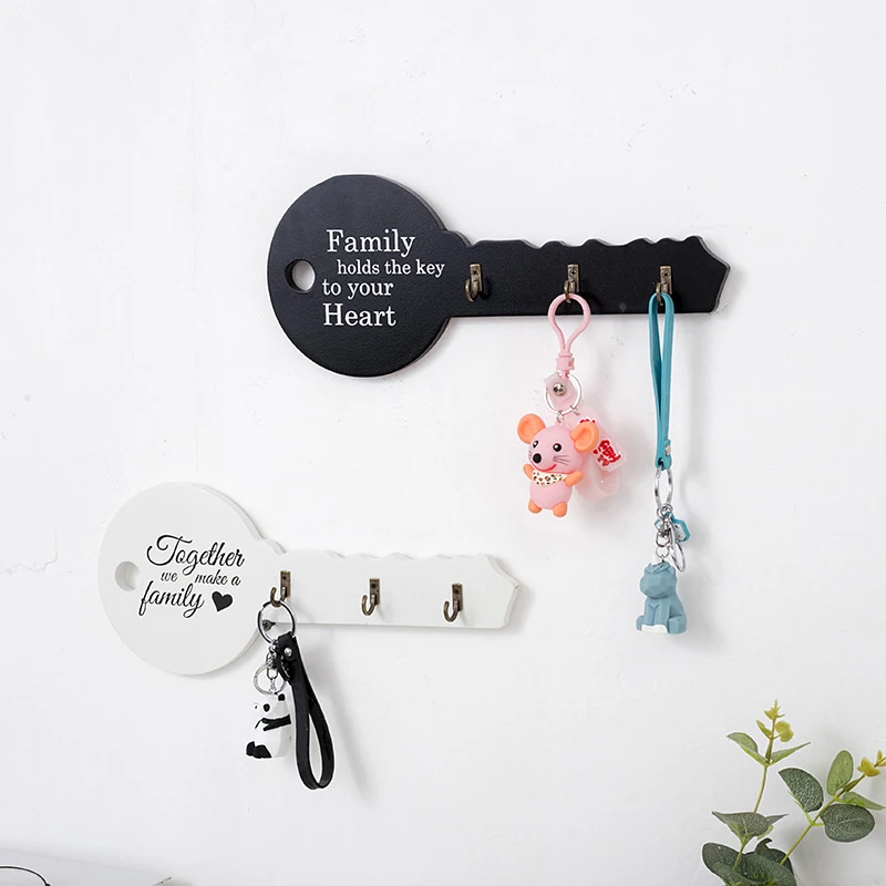 

Retro Wood Key Holder Wall Key Shape Hook Storage Rack Hanger Decor Room Hanging Gifts Home Entrance Door Wall Organizer