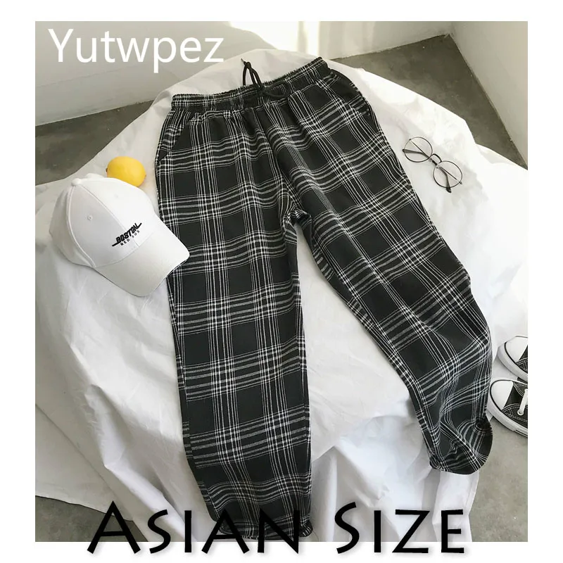 Мужские и женские черные клетчатые повседневные брюки yutwпес в Корейском стиле 2020