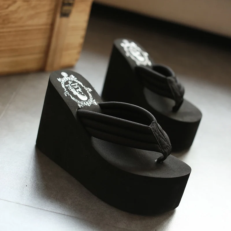 Вьетнамки на высокой платформе туфли без пяток высоких каблуках 11 см шлепанцы