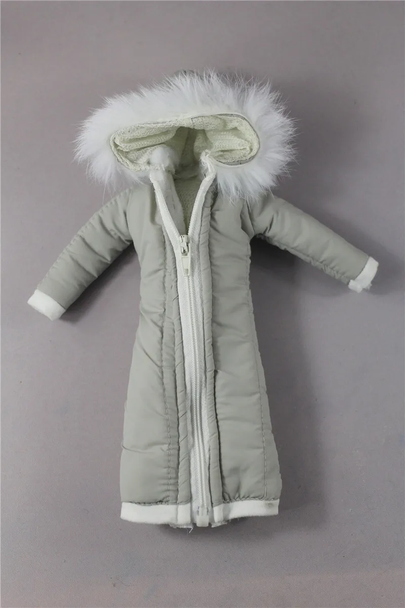 Длинное пальто зимняя одежда пуховик наряд с плюшевой шапкой для шарнирной куклы