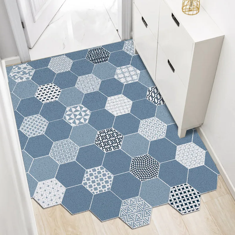 

Geometric Home Door Mat Carpet Non-slip PVC Silk Loop Kitchen Mat Bathroom Mat Can Be Cut Mats Carpet Entrance Door Mat Carpet