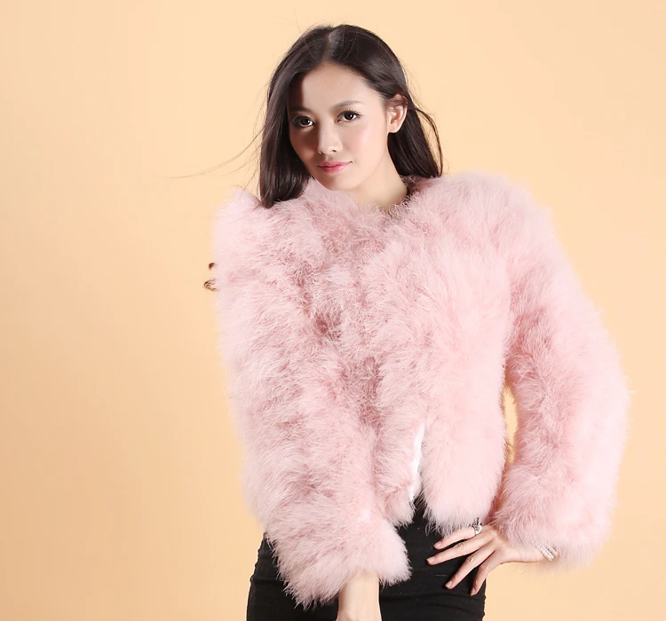 dark pink Новинка, женское короткое пальто с натуральным турецким пером, настоящая Страусиная перышка, Весенняя Осенняя зимняя куртка, женская верхняя одежда с перьями - Цвет: dark pink