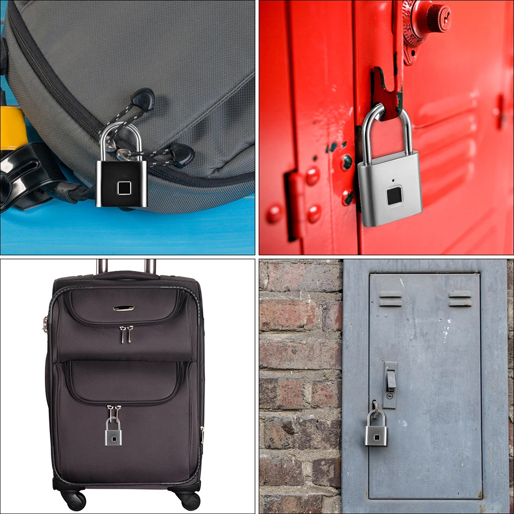 

Smart Fingerprint Padlock Small Size Padlock Cabinet Fingerprint Lock Dormitory Anti-theft Lock O10/10 Silvery