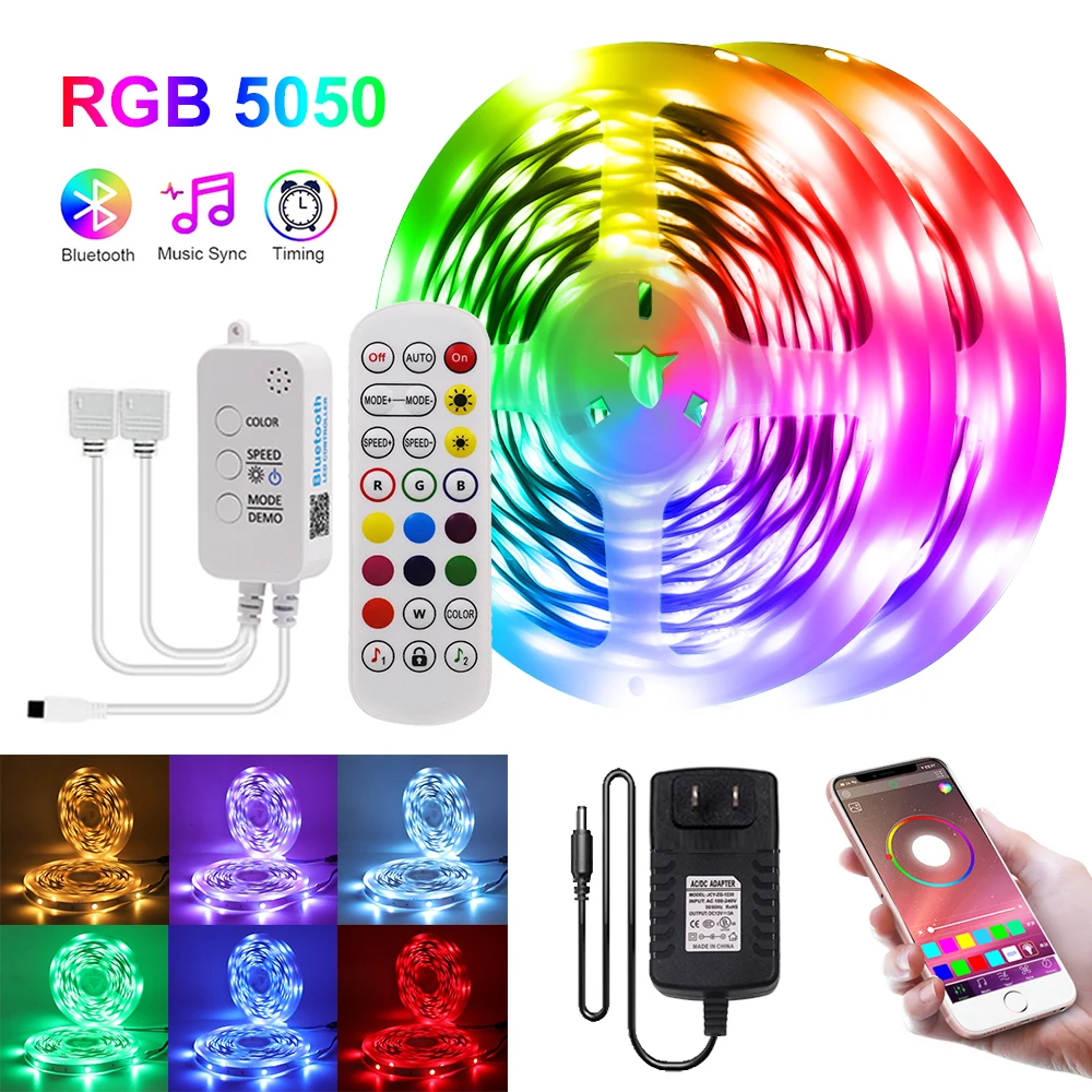 

LED Strip Light ,RGB 5050/SMD2835, Flexible Ribbon, DIY Led Light Strip RGB Tape Diode DC 12V Phone app bluetooth 5m 10m 15m 20m