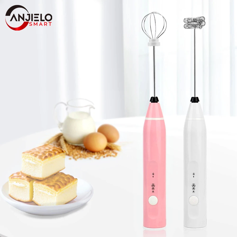 

Anjielosmart USB Rechargeable 2 in 1 electric Coffee Mixer Coffee Milk Drink Frother Eggbeater Kitchen Handheld Foamer Mixer