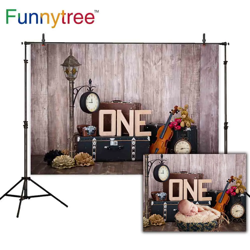 Фоны Funnytree для фотостудии деревянные обои торт разбивать 1 й День рождения