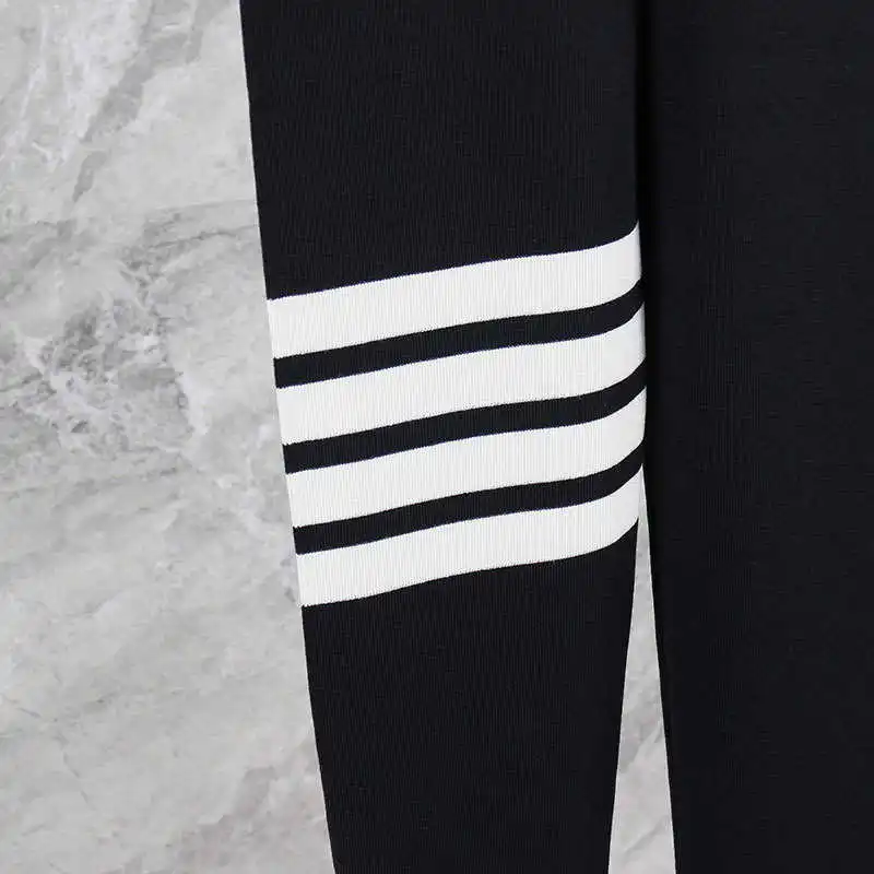 

2021 Fashion Brand Leggings Women Stretch Pants Casual Striped High Waist Pantihose Ankle-Length Cotton Elasticity Pants