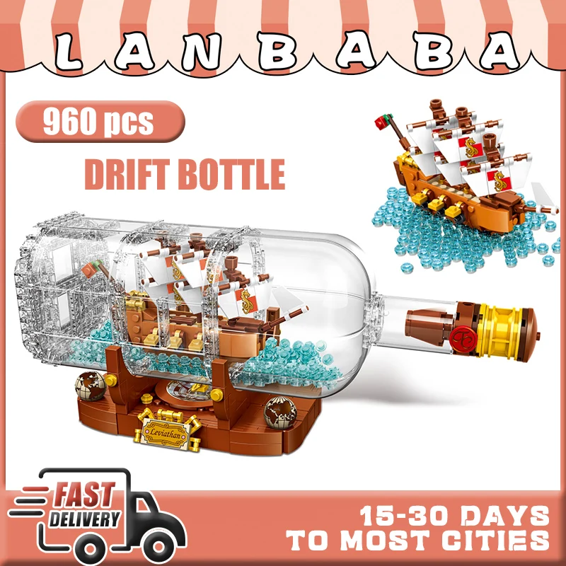 

LANBABA, конструктор в виде бутылки для дрифта, Сборная модель, конструктор для детей с лодкой в бутылке, игрушечные строительные блоки