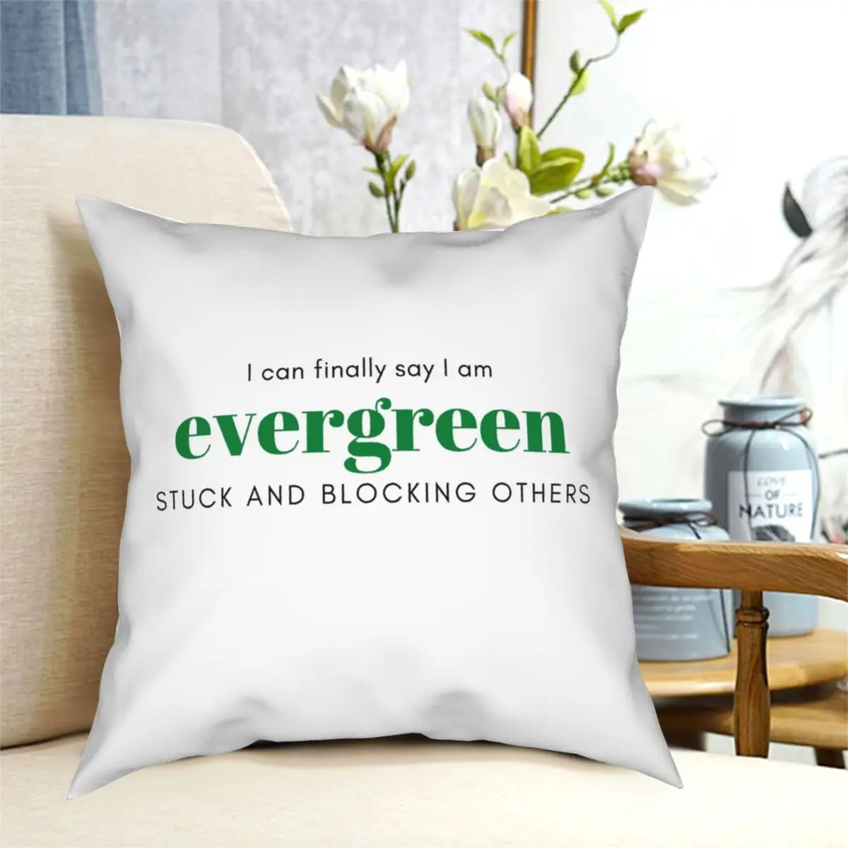 

Evergreen - Stuck And Blocking Square Pillowcase Polyester Pattern Zip Decorative for Room Cushion Cover