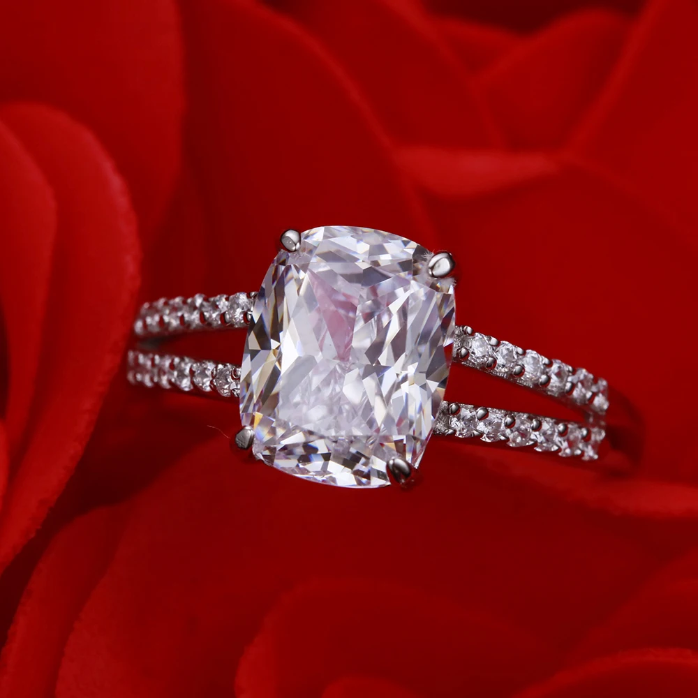 Radiant Cut 8*10mm Lab-created Diamond Ring wedding proposal brand shining fine jewelry 925 sterling silver band | Украшения и