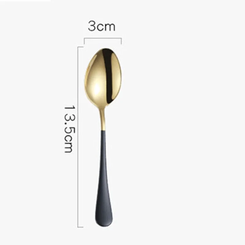 Teaspoon 1pc Нержавеющая сталь Золотая вилка и Стейк-нож ложка золотые столовые приборы набор для ужина Рождественский подарок кухонная посуда набор дропшиппинг - Цвет: Teaspoon 1pc