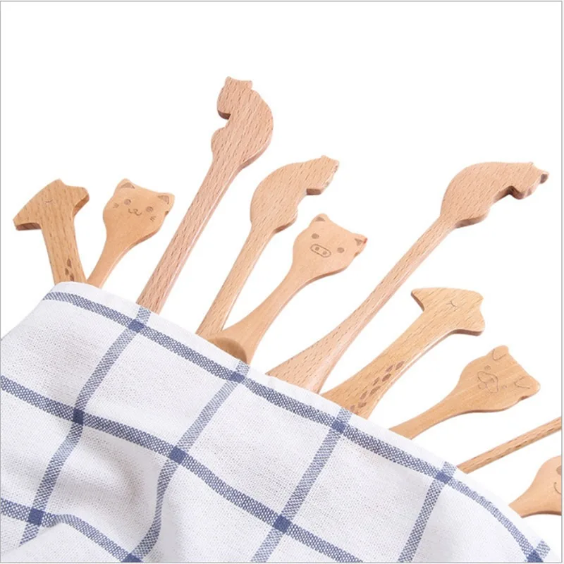 Детская деревянная мультяшная столовая посуда ложка Вилка Нож для еды