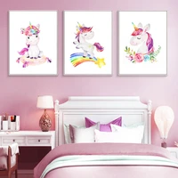 rainbow unicorn nursery wall art canvas poster nordic baby girl bedroom decorative print painting picture nordic home decor