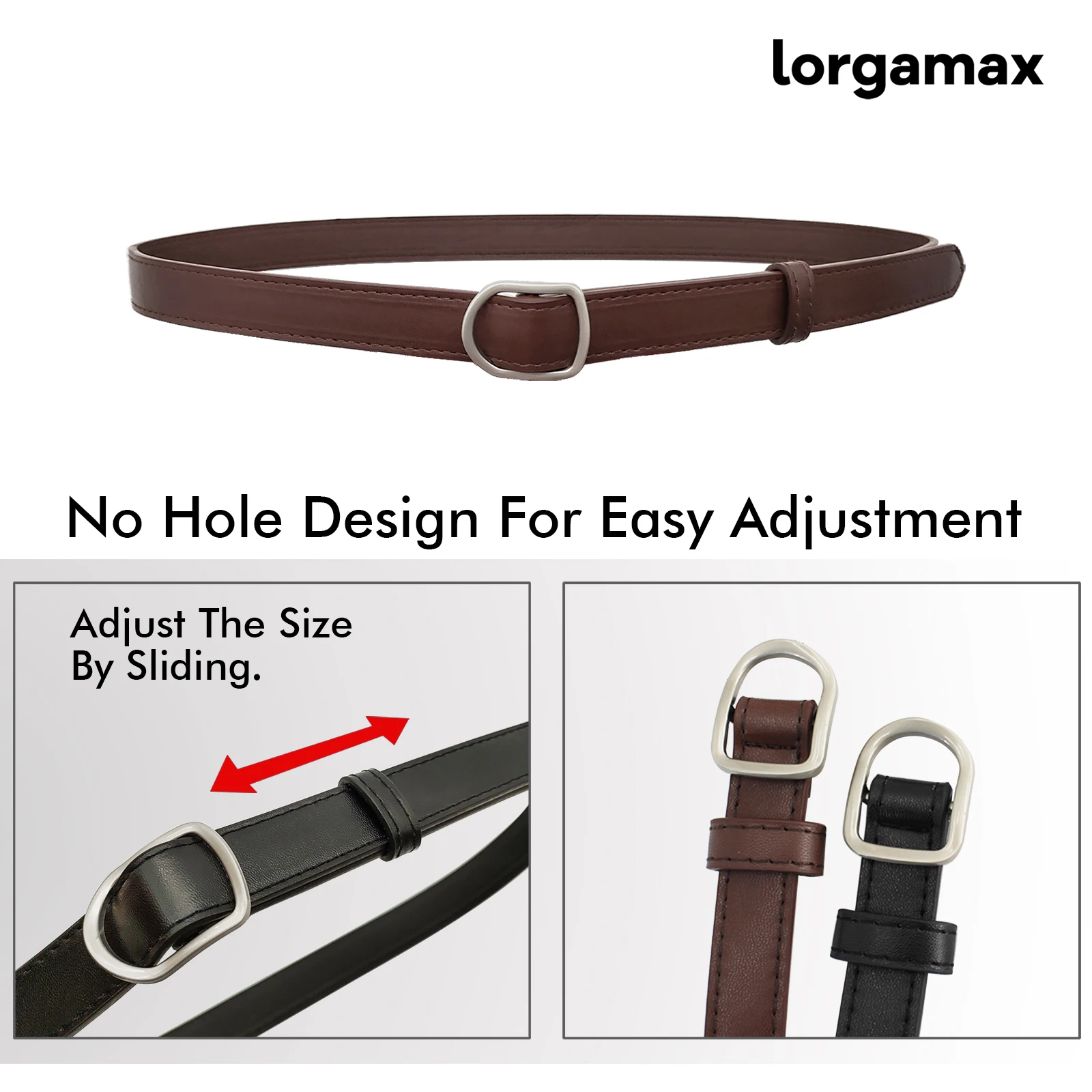 

Womens Skinny Belt for Dress Jeans Pants Belt 2 PACK