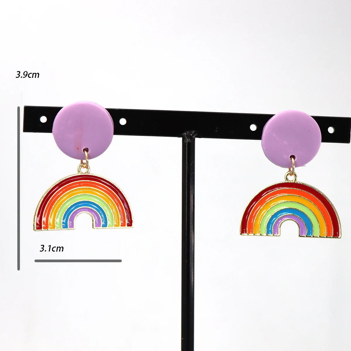 

Unusual Za Korean Fashion Pride Rainbow Bridge Pendant Polymer Clay Hanging Stud Dangle Earrings 2021 Trend Women Jewelry Set